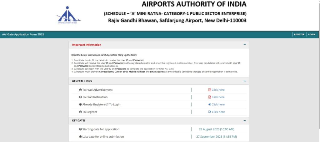 AAI Junior Executive Recruitment 2025 official notification with 976 vacancies, apply online now