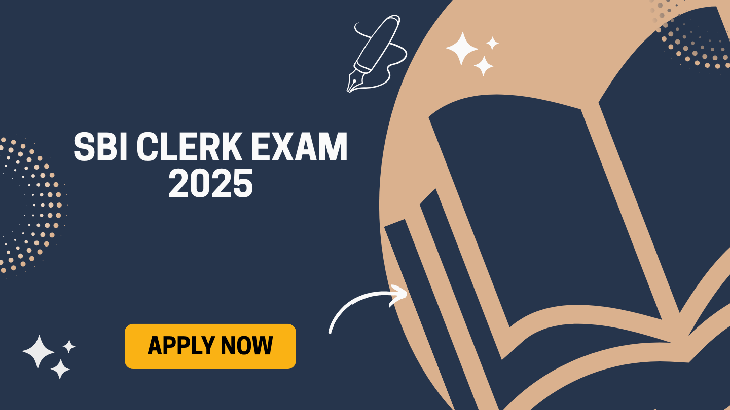 SBI Clerk Exam 2025 Notification Banner with Apply Online Dates